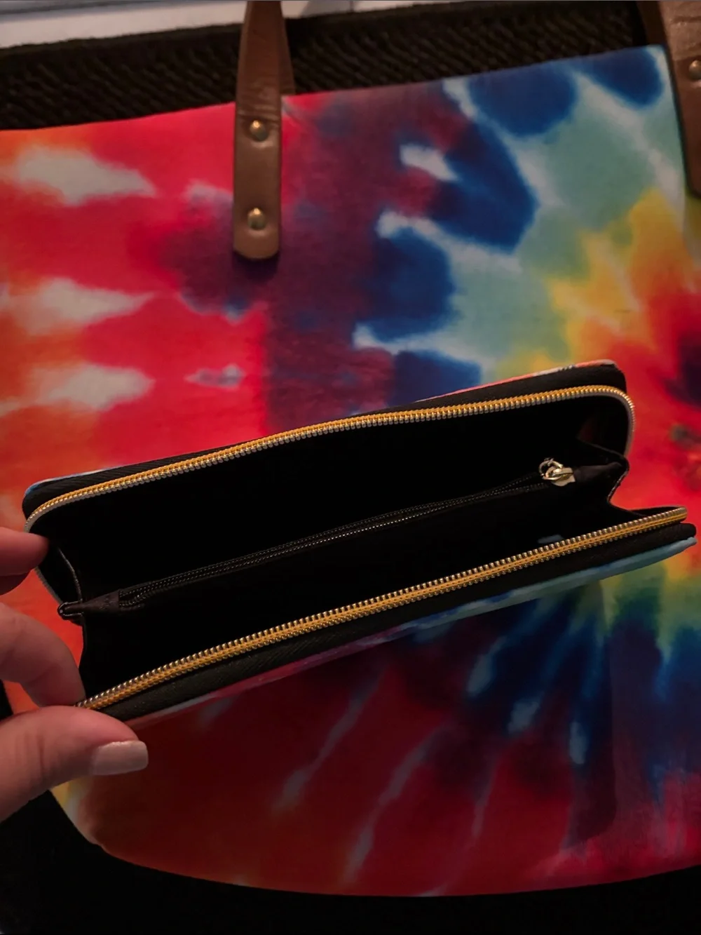 Tie-Dye Canvas Tote Bag with Matching Wallet - Multicolor - Picture 3 of 5